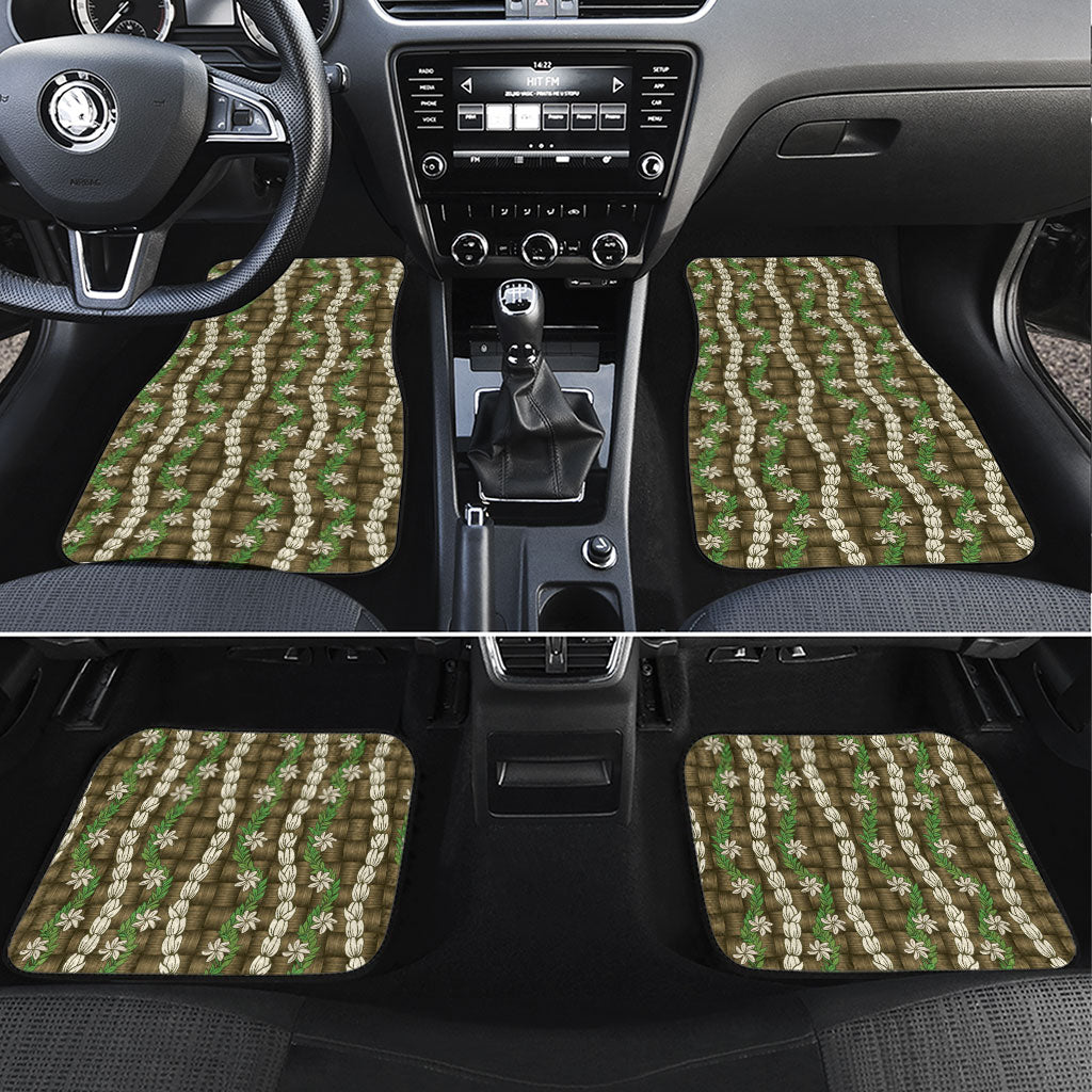 Pikake Maile Tiare Lei Car Mats Natural Lauhala Pattern LT01 Set 4pcs Brown - Polynesian Pride