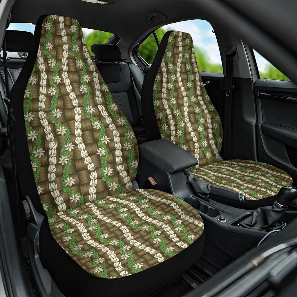 Pikake Maile Tiare Lei Car Seat Cover Natural Lauhala Pattern LT01 One Size Brown - Polynesian Pride