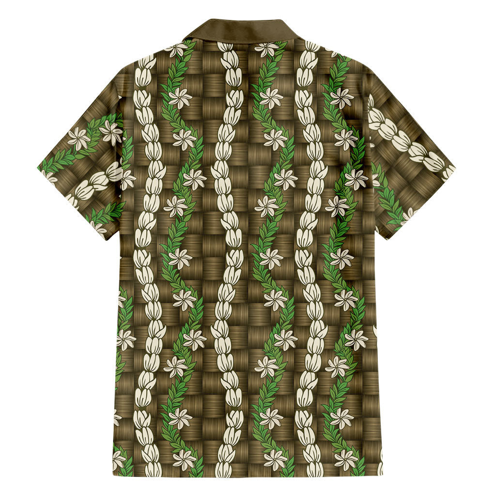 Pikake Maile Tiare Lei Family Matching Mermaid Dress and Hawaiian Shirt Natural Lauhala Pattern LT01 - Polynesian Pride