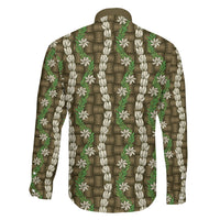 Pikake Maile Tiare Lei Family Matching Mermaid Dress and Hawaiian Shirt Natural Lauhala Pattern LT01 - Polynesian Pride