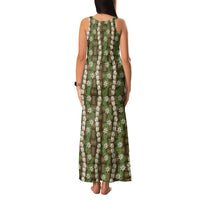 Pikake Maile Tiare Lei Family Matching Tank Maxi Dress and Hawaiian Shirt Natural Lauhala Pattern LT01 - Polynesian Pride