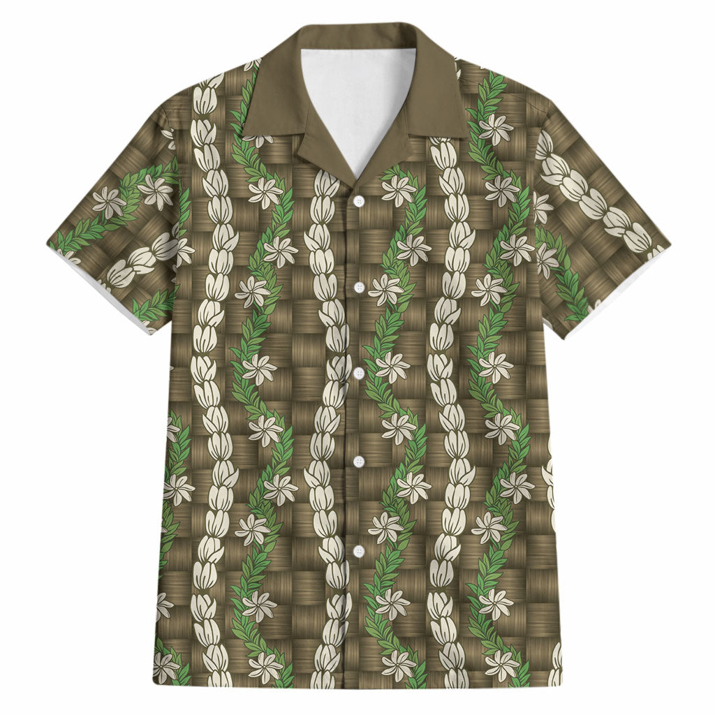 Pikake Maile Tiare Lei Hawaiian Shirt Natural Lauhala Pattern LT01 Brown - Polynesian Pride