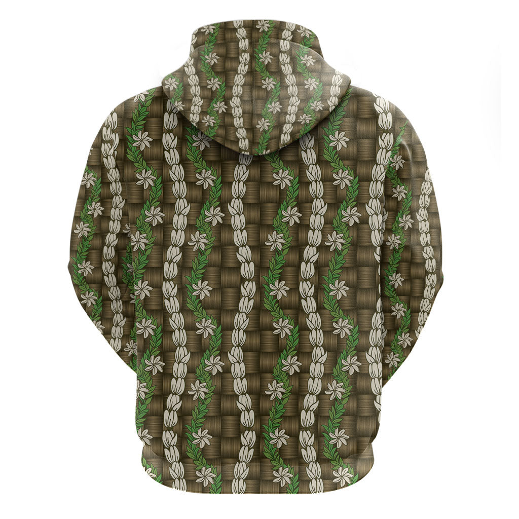 Pikake Maile Tiare Lei Hoodie Natural Lauhala Pattern