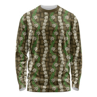 Pikake Maile Tiare Lei Long Sleeve Shirt Natural Lauhala Pattern