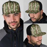 Pikake Maile Tiare Lei Mesh Trucker Cap Natural Lauhala Pattern