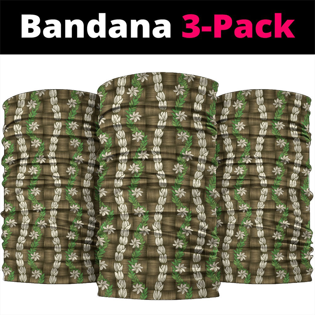 Pikake Maile Tiare Lei Neck Gaiter Natural Lauhala Pattern LT01 package One Size: 25*50cm Brown - Polynesian Pride