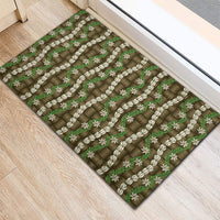 Pikake Maile Tiare Lei Rubber Doormat Natural Lauhala Pattern