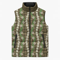 Pikake Maile Tiare Lei Sleeveless Puffer Jacket Natural Lauhala Pattern