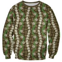 Pikake Maile Tiare Lei Sweatshirt Natural Lauhala Pattern