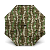 Pikake Maile Tiare Lei Umbrella Natural Lauhala Pattern
