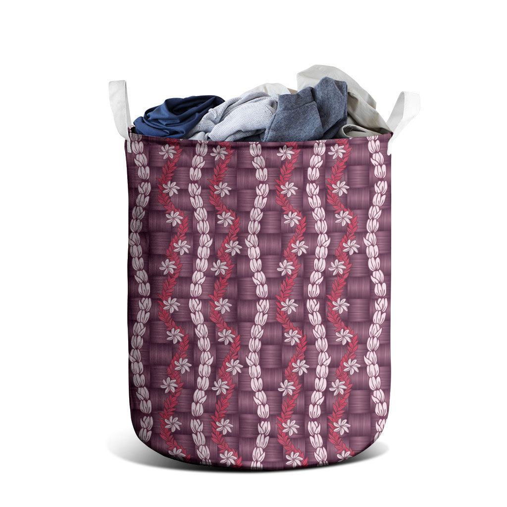 Pikake Maile Tiare Lei Laundry Basket Akala Lauhala Pattern