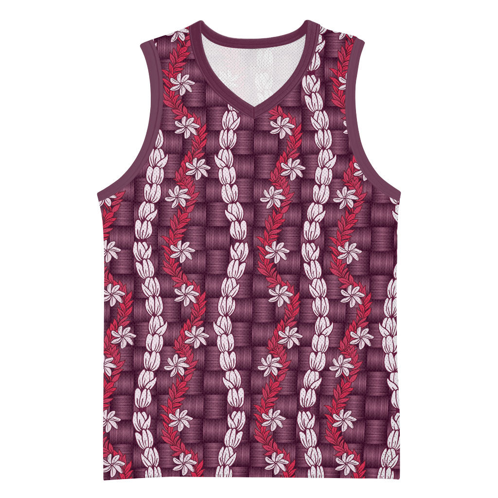 Pikake Maile Tiare Lei Basketball Jersey Akala Lauhala Pattern LT01 Unisex Pink - Polynesian Pride
