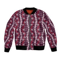 Pikake Maile Tiare Lei Bomber Jacket Akala Lauhala Pattern