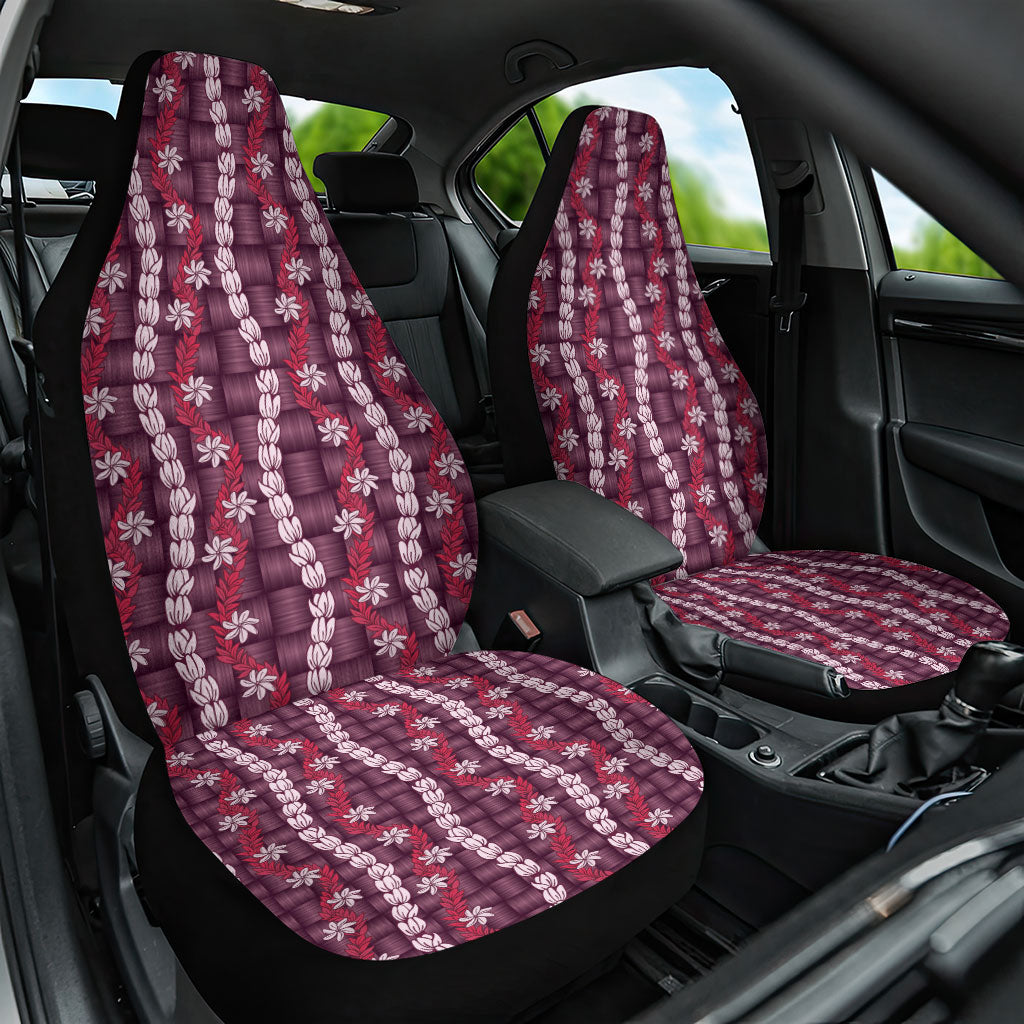 Pikake Maile Tiare Lei Car Seat Cover Akala Lauhala Pattern LT01 One Size Pink - Polynesian Pride