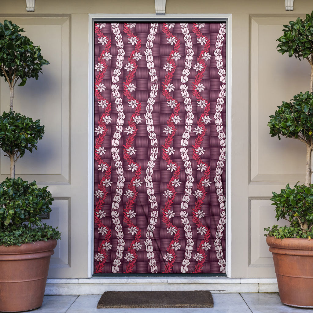 Pikake Maile Tiare Lei Door Cover Akala Lauhala Pattern LT01 Pink - Polynesian Pride
