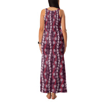 Pikake Maile Tiare Lei Family Matching Tank Maxi Dress and Hawaiian Shirt Akala Lauhala Pattern LT01 - Polynesian Pride