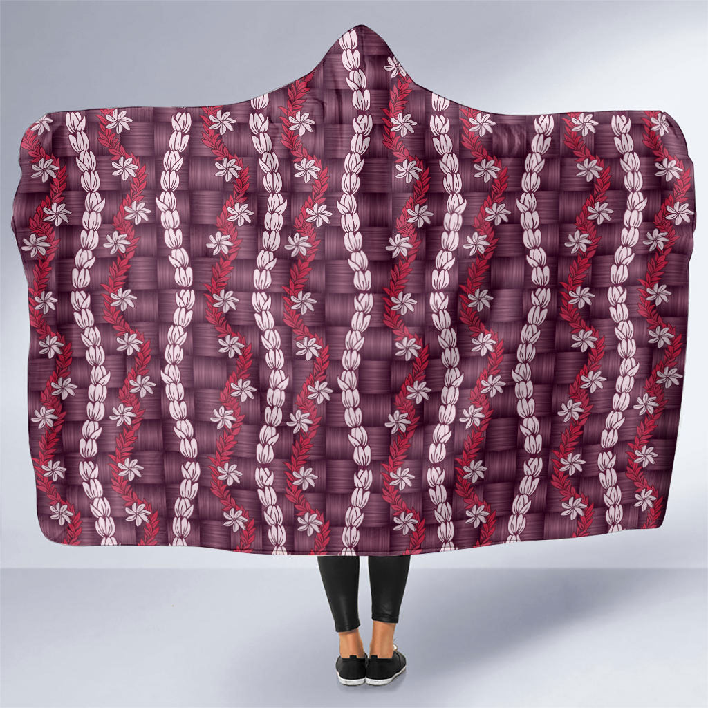 Pikake Maile Tiare Lei Hooded Blanket Akala Lauhala Pattern LT01 One Size Pink - Polynesian Pride