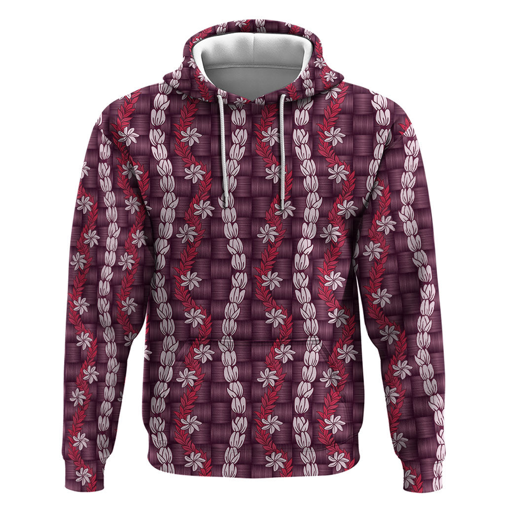 Pikake Maile Tiare Lei Hoodie Akala Lauhala Pattern LT01 Pullover Hoodie Pink - Polynesian Pride