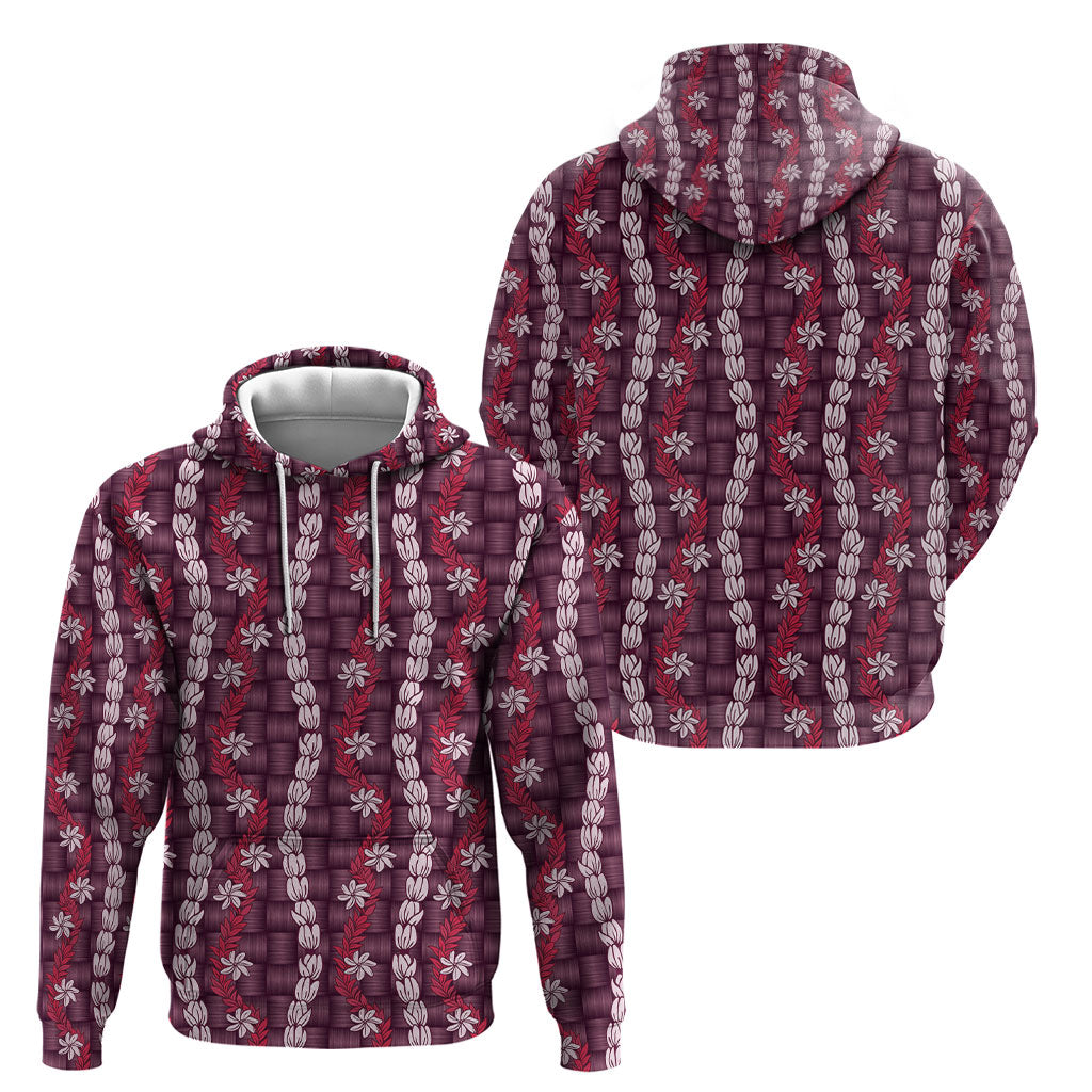 Pikake Maile Tiare Lei Hoodie Akala Lauhala Pattern