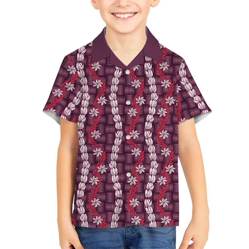 Pikake Maile Tiare Lei Kid Hawaiian Shirt Akala Lauhala Pattern