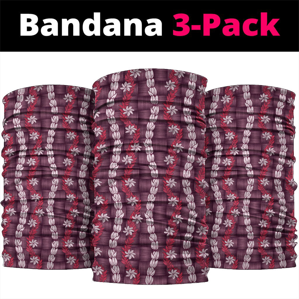 Pikake Maile Tiare Lei Neck Gaiter Akala Lauhala Pattern LT01 package One Size: 25*50cm Pink - Polynesian Pride