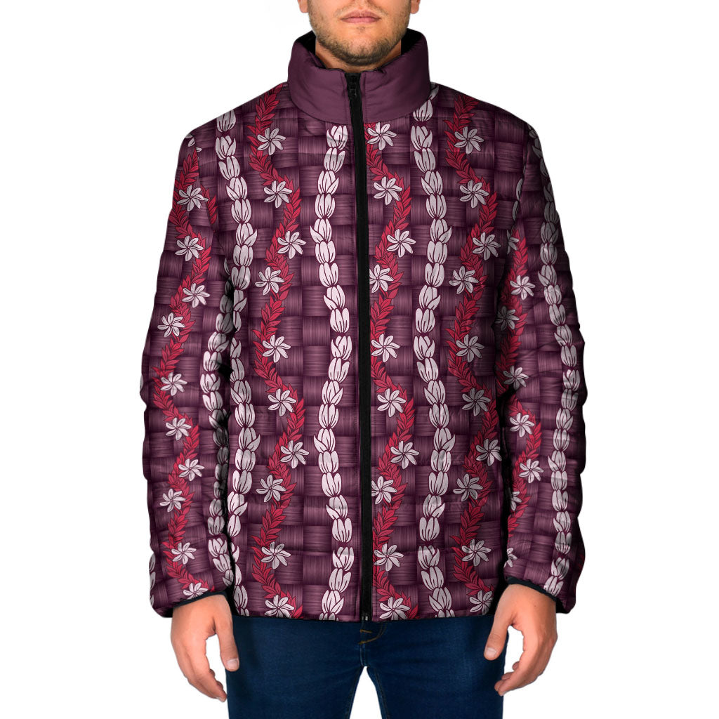 Pikake Maile Tiare Lei Padded Jacket Akala Lauhala Pattern