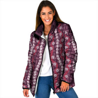 Pikake Maile Tiare Lei Padded Jacket Akala Lauhala Pattern