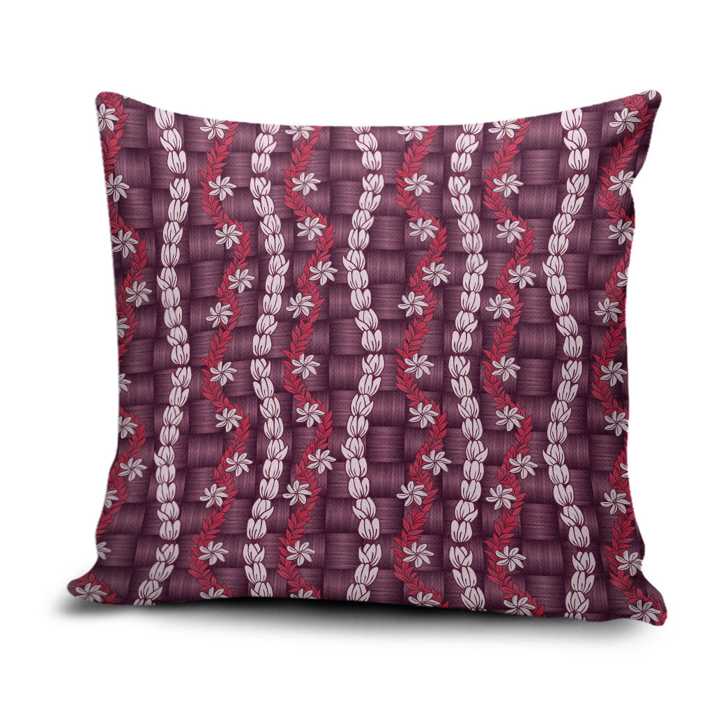 Pikake Maile Tiare Lei Pillow Cover Akala Lauhala Pattern LT01 Pink - Polynesian Pride