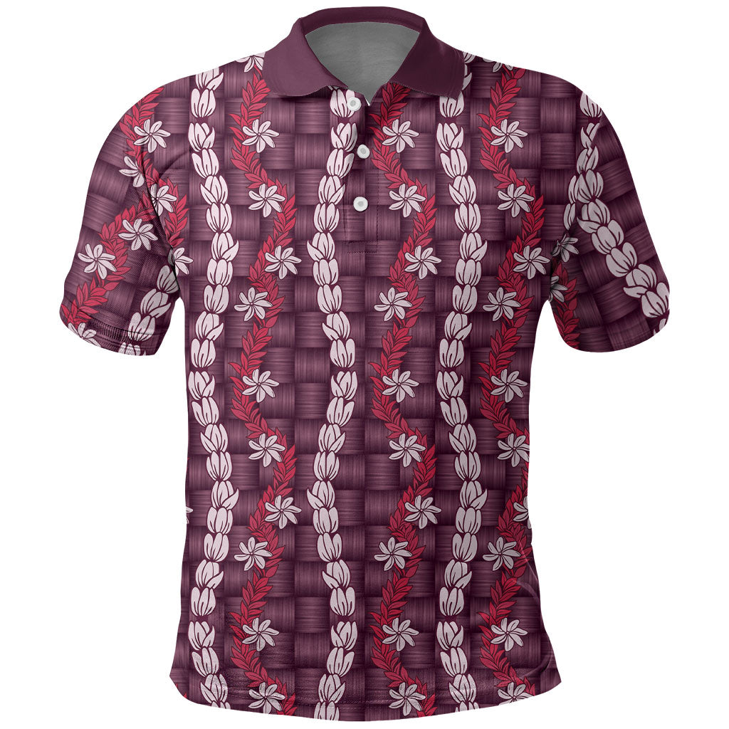 Pikake Maile Tiare Lei Polo Shirt Akala Lauhala Pattern LT01 Pink - Polynesian Pride