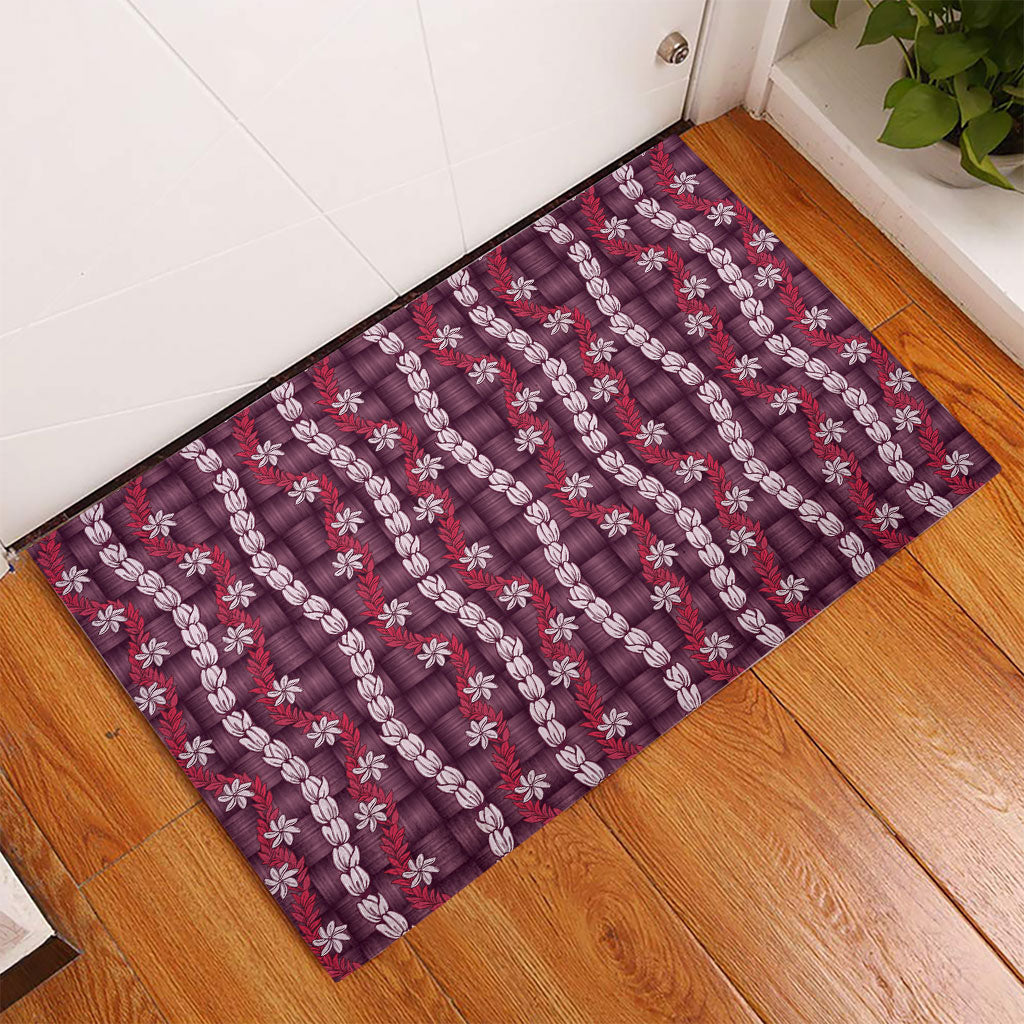 Pikake Maile Tiare Lei Rubber Doormat Akala Lauhala Pattern