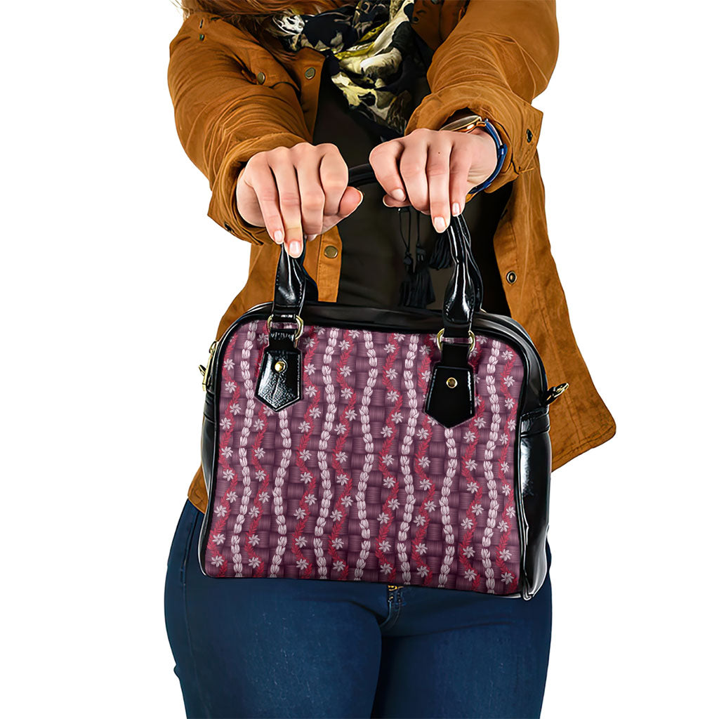 Pikake Maile Tiare Lei Shoulder Handbag Akala Lauhala Pattern LT01 One Size Pink - Polynesian Pride