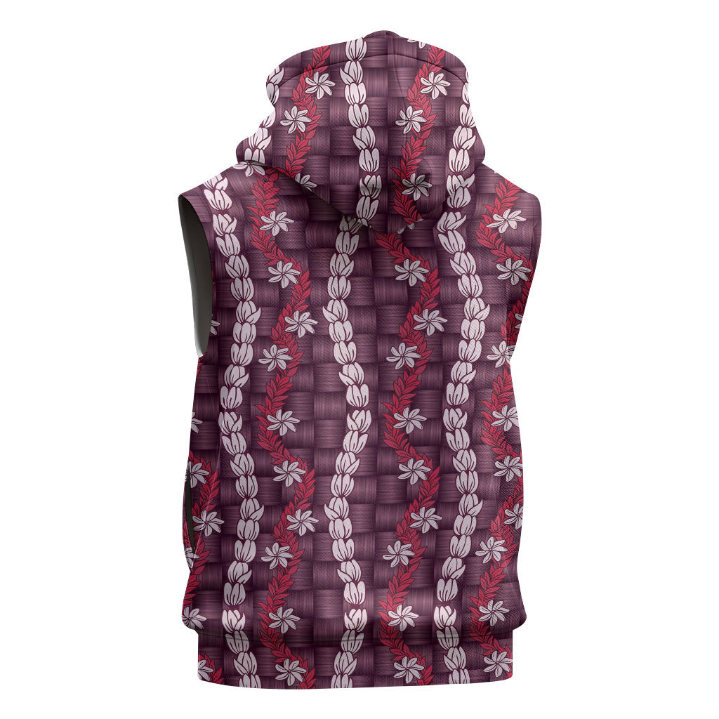 Pikake Maile Tiare Lei Sleeveless Hoodie Akala Lauhala Pattern