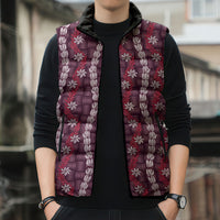Pikake Maile Tiare Lei Sleeveless Puffer Jacket Akala Lauhala Pattern