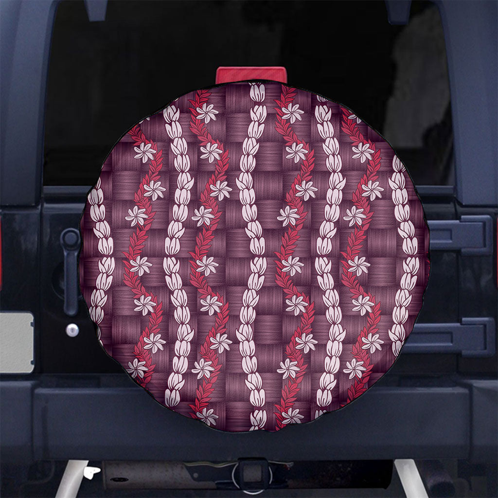 Pikake Maile Tiare Lei Spare Tire Cover Akala Lauhala Pattern LT01 No hole Pink - Polynesian Pride
