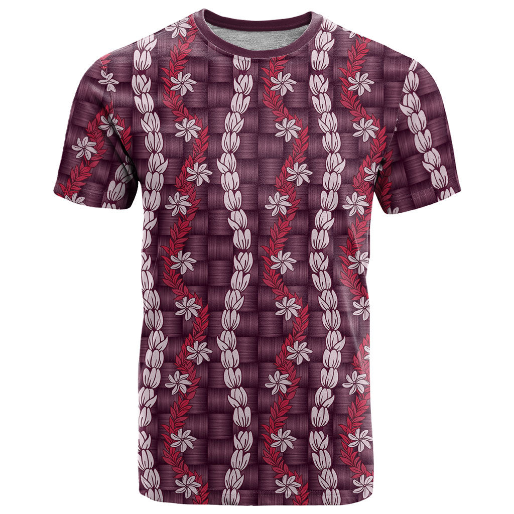 Pikake Maile Tiare Lei T Shirt Akala Lauhala Pattern LT01 Pink - Polynesian Pride