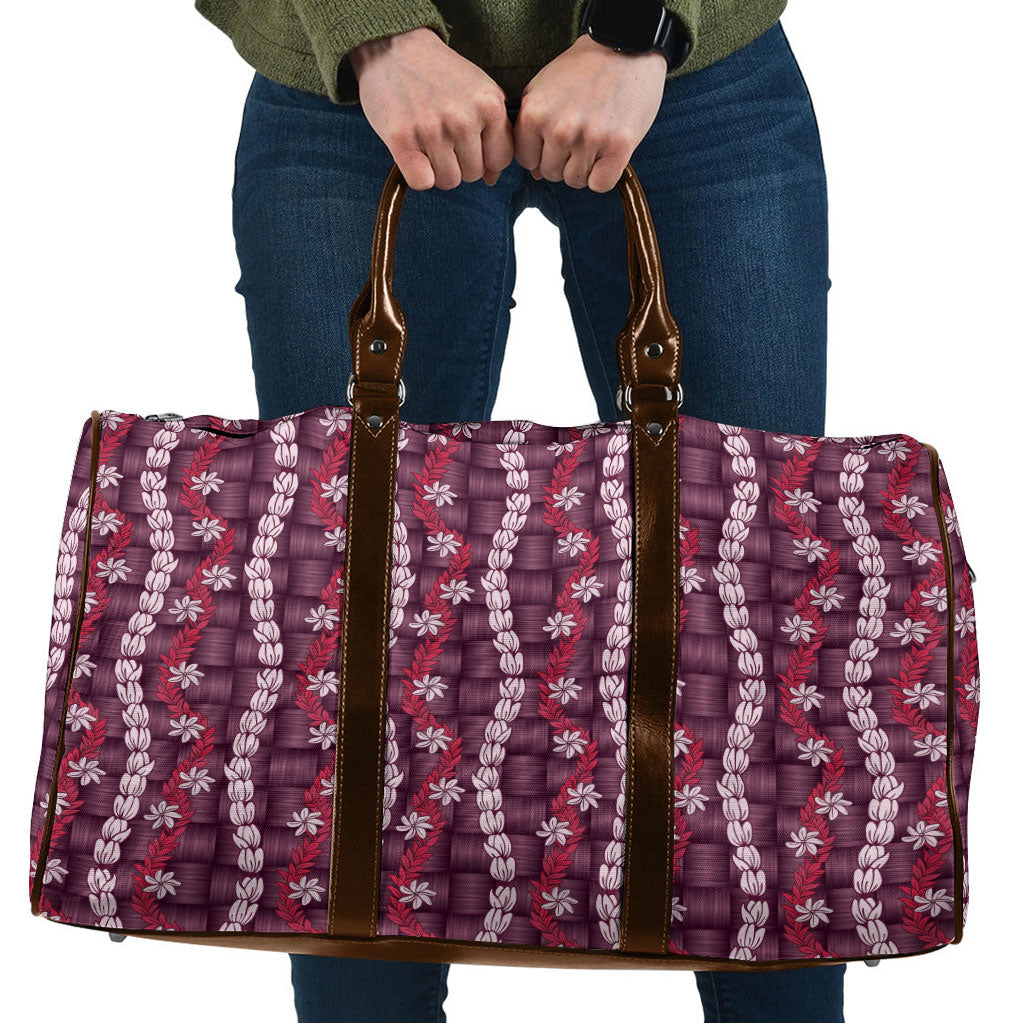 Pikake Maile Tiare Lei Travel Bag Akala Lauhala Pattern LT01 Pink - Polynesian Pride