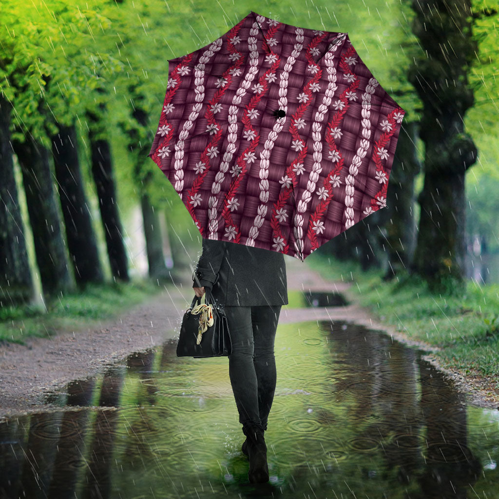 Pikake Maile Tiare Lei Umbrella Akala Lauhala Pattern