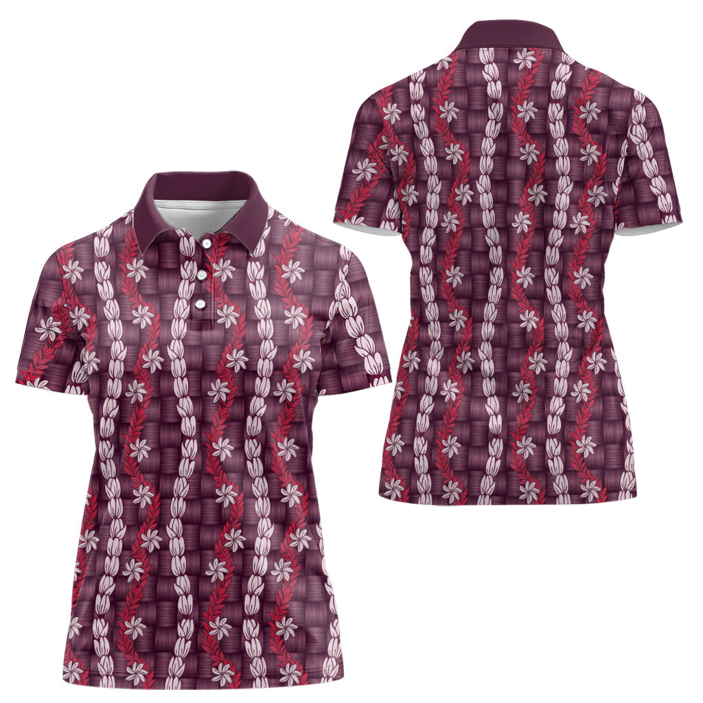 Pikake Maile Tiare Lei Women Polo Shirt Akala Lauhala Pattern