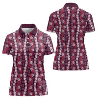 Pikake Maile Tiare Lei Women Polo Shirt Akala Lauhala Pattern
