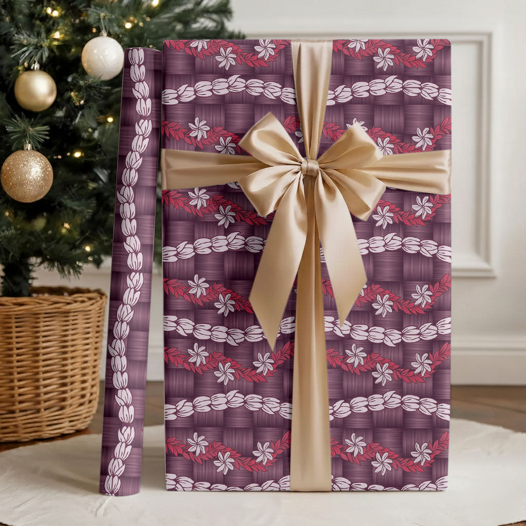 Pikake Maile Tiare Lei Wrapping Paper Akala Lauhala Pattern