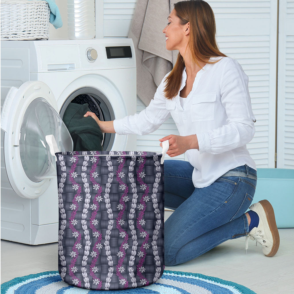 Pikake Maile Tiare Lei Laundry Basket Poni Lauhala Pattern