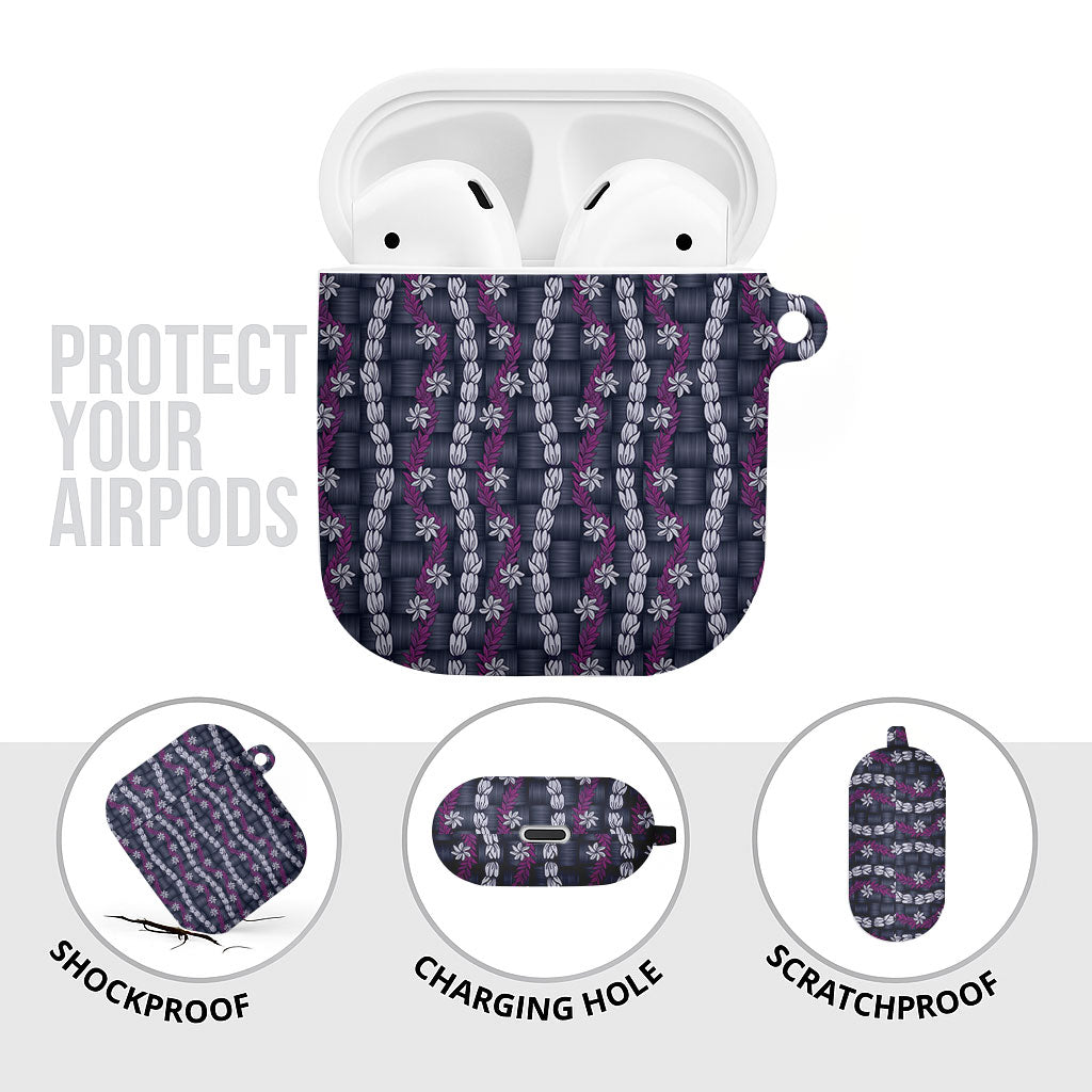 Pikake Maile Tiare Lei AirPods Case Poni Lauhala Pattern