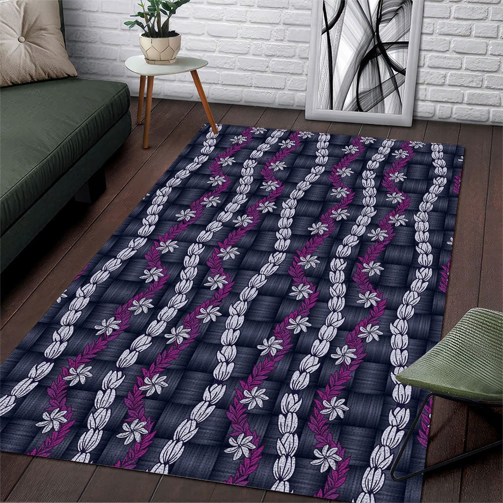 Pikake Maile Tiare Lei Area Rug Poni Lauhala Pattern LT01 Purple - Polynesian Pride