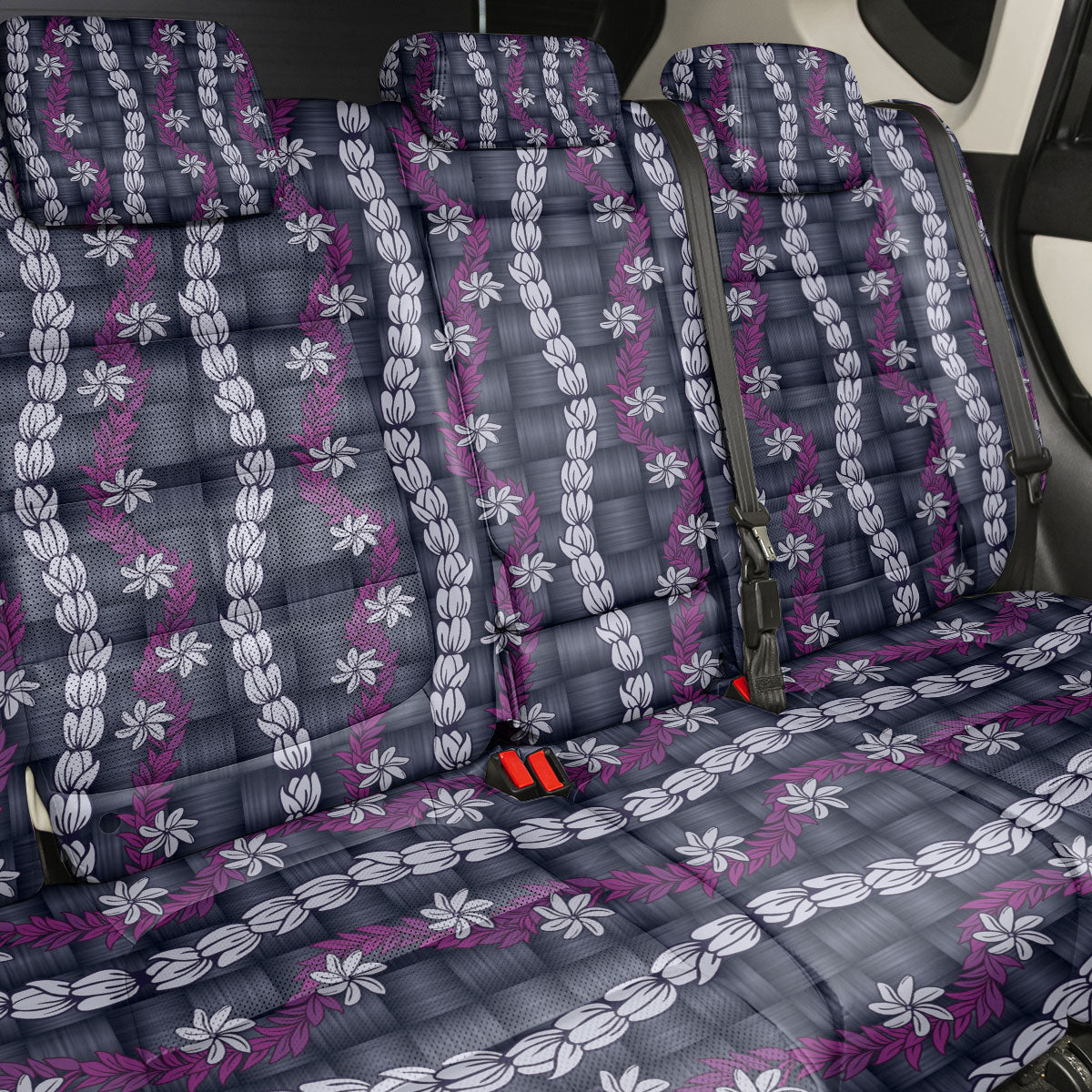 Pikake Maile Tiare Lei Back Car Seat Cover Poni Lauhala Pattern