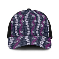 Pikake Maile Tiare Lei Baseball Net Cap Poni Lauhala Pattern