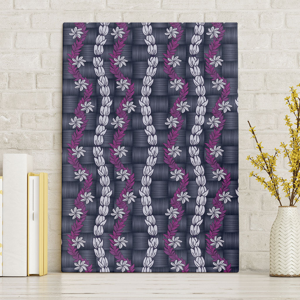 Pikake Maile Tiare Lei Canvas Wall Art Poni Lauhala Pattern LT01 Without Frame Purple - Polynesian Pride