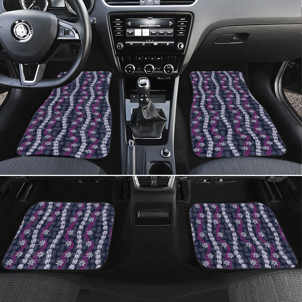 Pikake Maile Tiare Lei Car Mats Poni Lauhala Pattern LT01 Set 4pcs Purple - Polynesian Pride