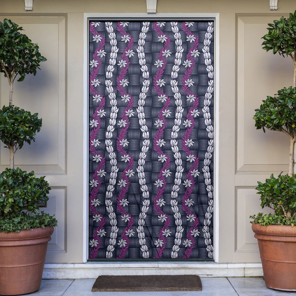 Pikake Maile Tiare Lei Door Cover Poni Lauhala Pattern LT01 Purple - Polynesian Pride