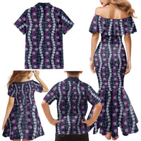 Pikake Maile Tiare Lei Family Matching Mermaid Dress and Hawaiian Shirt Poni Lauhala Pattern LT01 - Polynesian Pride