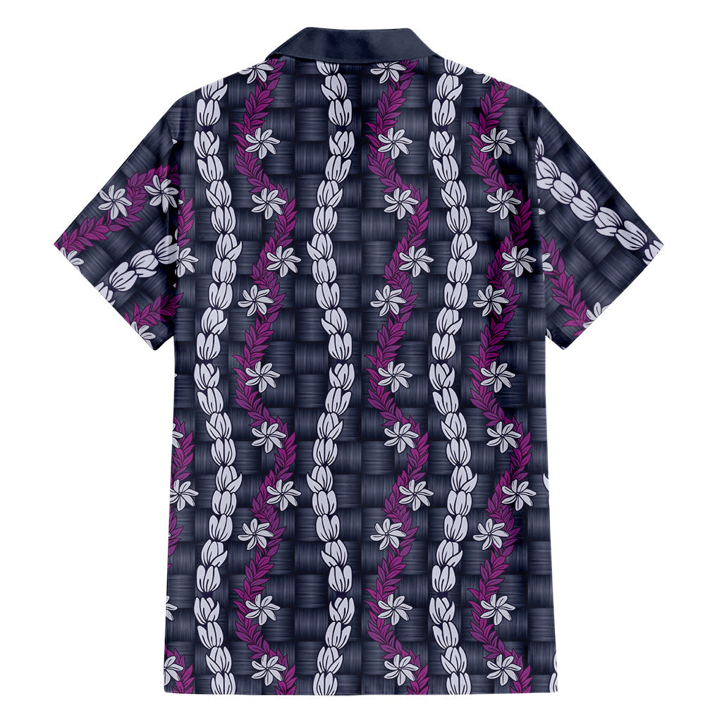Pikake Maile Tiare Lei Family Matching Off Shoulder Short Dress and Hawaiian Shirt Poni Lauhala Pattern LT01 - Polynesian Pride